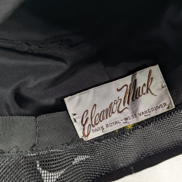 Eleanor Mack Park Royal Black Velvet Cartwheel mourning hat size small - Picture 8 of 9